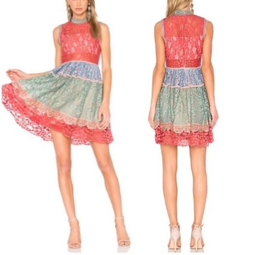 ALEXIS Vedette Victorian Lace Mini Dress Size L